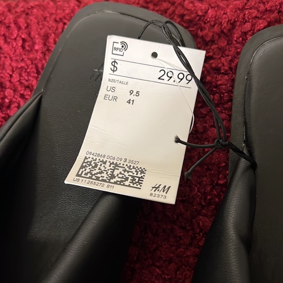 H&M Womens Slides Sandals Black Knot Front Slip Ons 9.5 - Picture 2 of 8